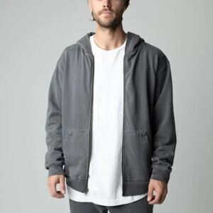 TALENTLESS | Men's 100% Cotton Full Zip Hoodie in Steel Gray | Large